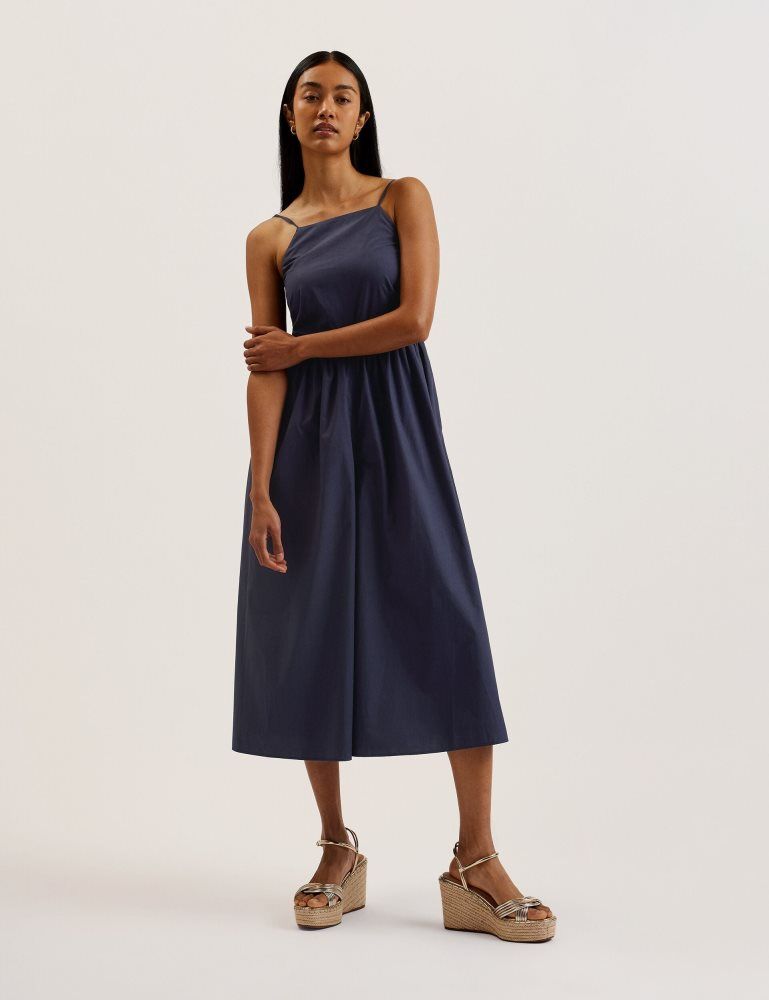 Ted Baker Eze - Squared Neck Strappy Cross Over Jumpsuit Jumpsuit Damen Blau | 046728-NYA