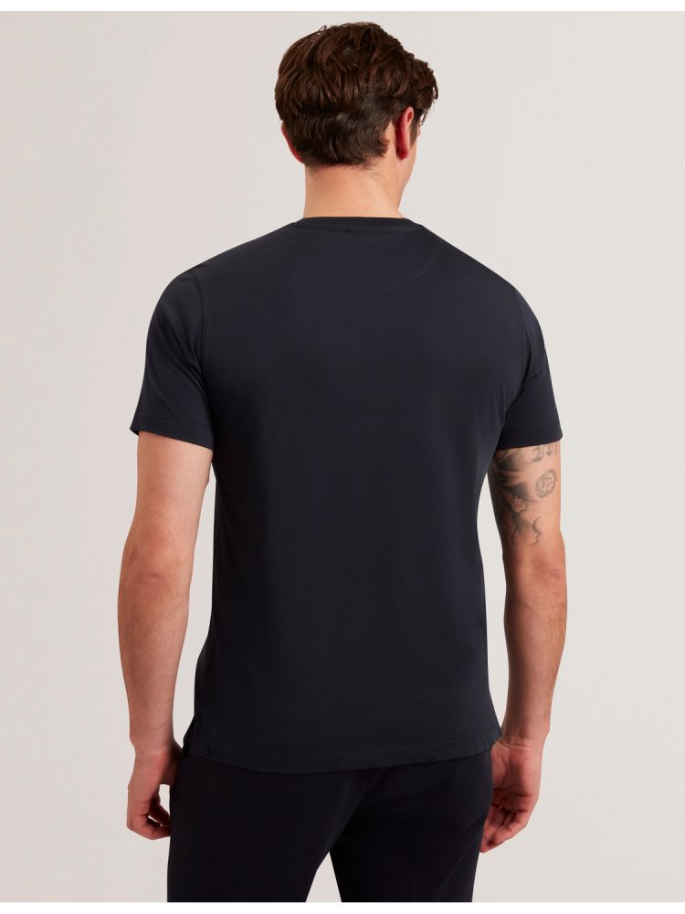 Ted Baker Fether - Graphic Print Crew Neck Cotton T-shirt Oberteile Herren Navy | 381057-XPG