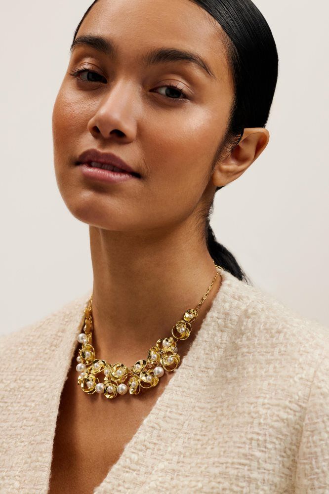 Ted Baker Floressa - Pearl Flower Necklace Schmuck Damen Gold | 431856-VLZ