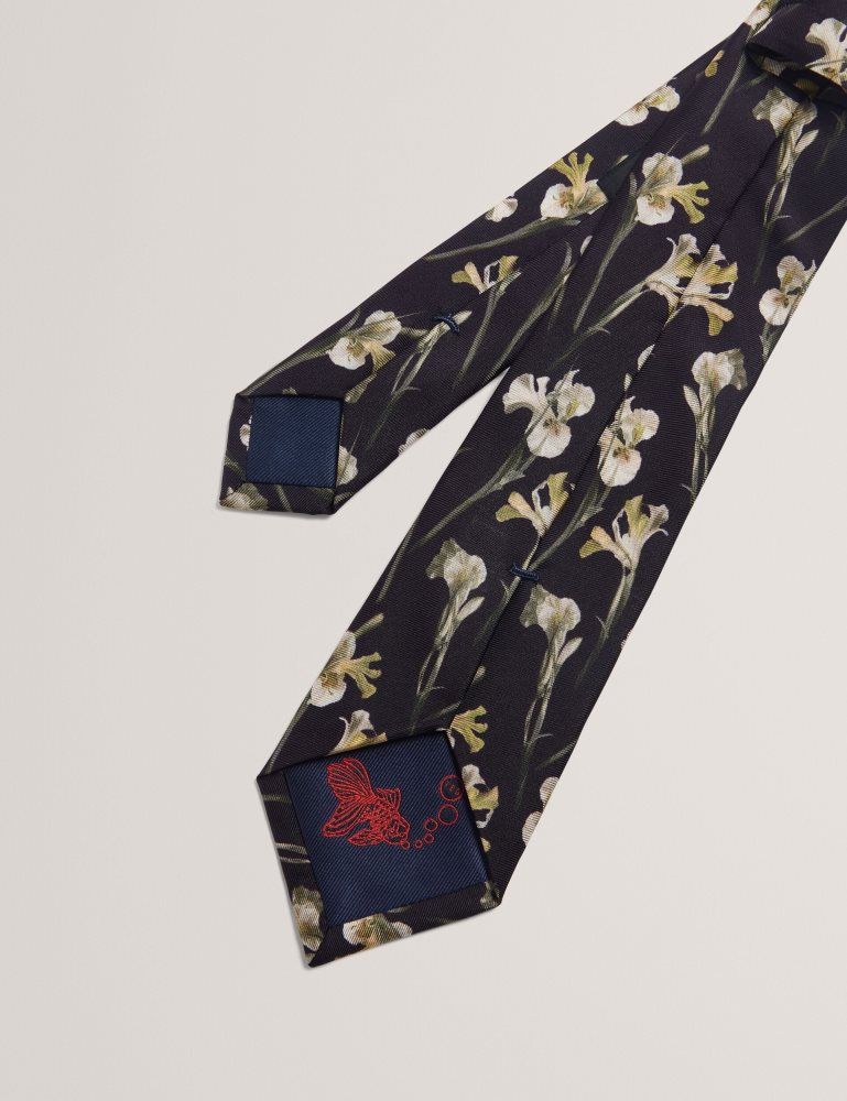 Ted Baker Frinton - Orchid Floral Print Silk Tie Krawatten Herren Schwarz | 670842-VAB