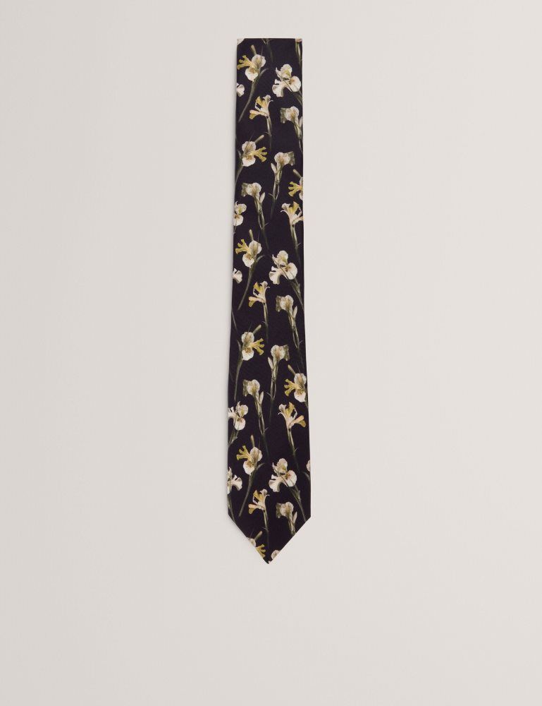 Ted Baker Frinton - Orchid Floral Print Silk Tie Krawatten Herren Schwarz | 670842-VAB