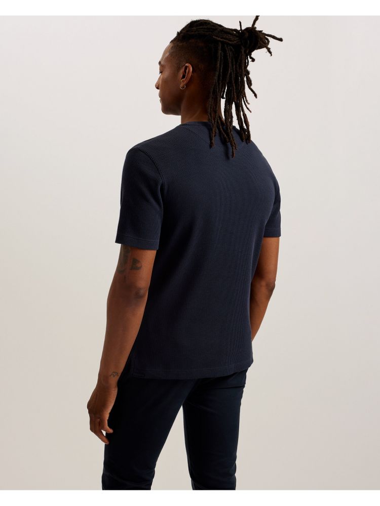 Ted Baker Frute - Short Sleeve Regular Textured T-shirt Oberteile Herren Navy | 805632-YIJ