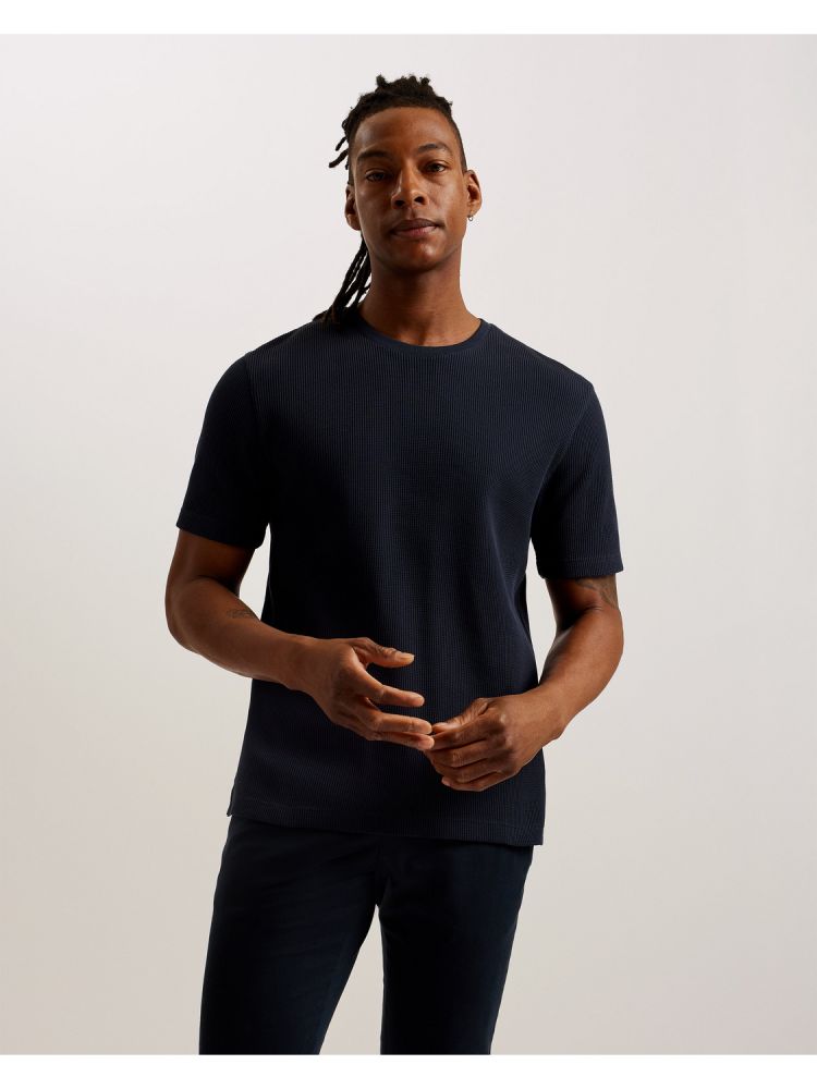 Ted Baker Frute - Short Sleeve Regular Textured T-shirt Oberteile Herren Navy | 805632-YIJ
