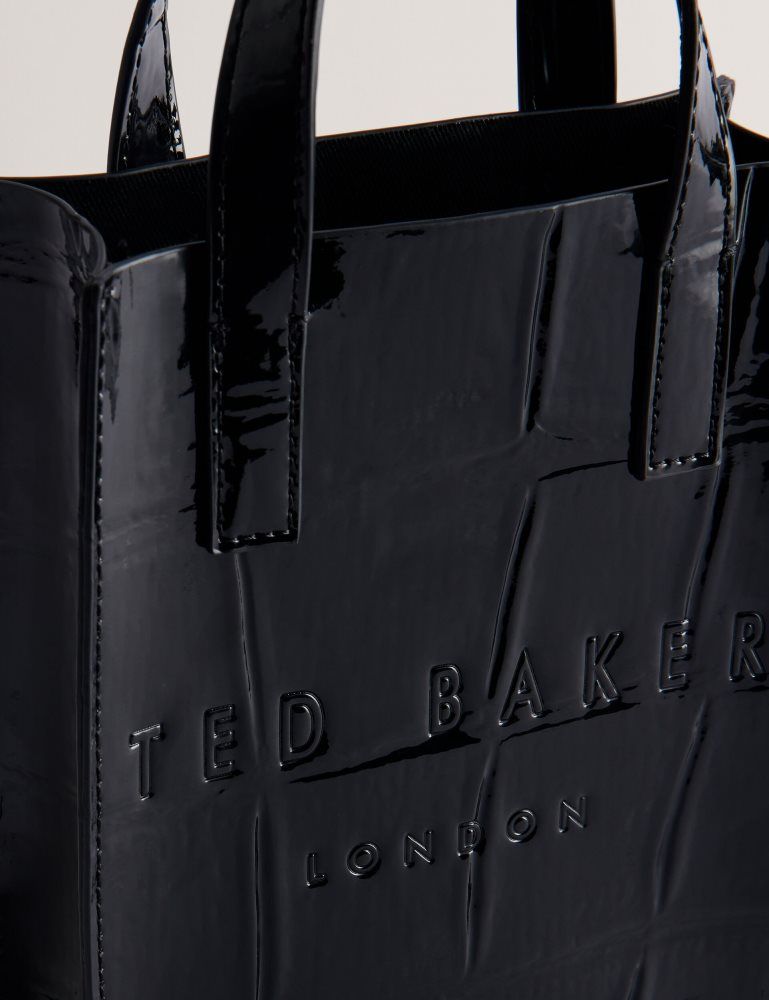 Ted Baker Gatocon - Mini Croc Effect Patent Icon Tote Bag Tragetaschen Damen Schwarz | 134286-RSU