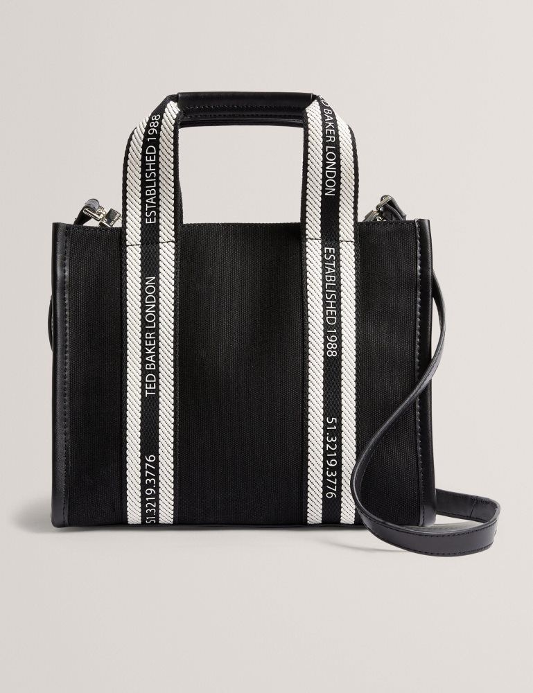 Ted Baker Georjea - Branded Webbing Canvas Small Tote Bag Icon-Taschen Damen Schwarz | 437610-KDS