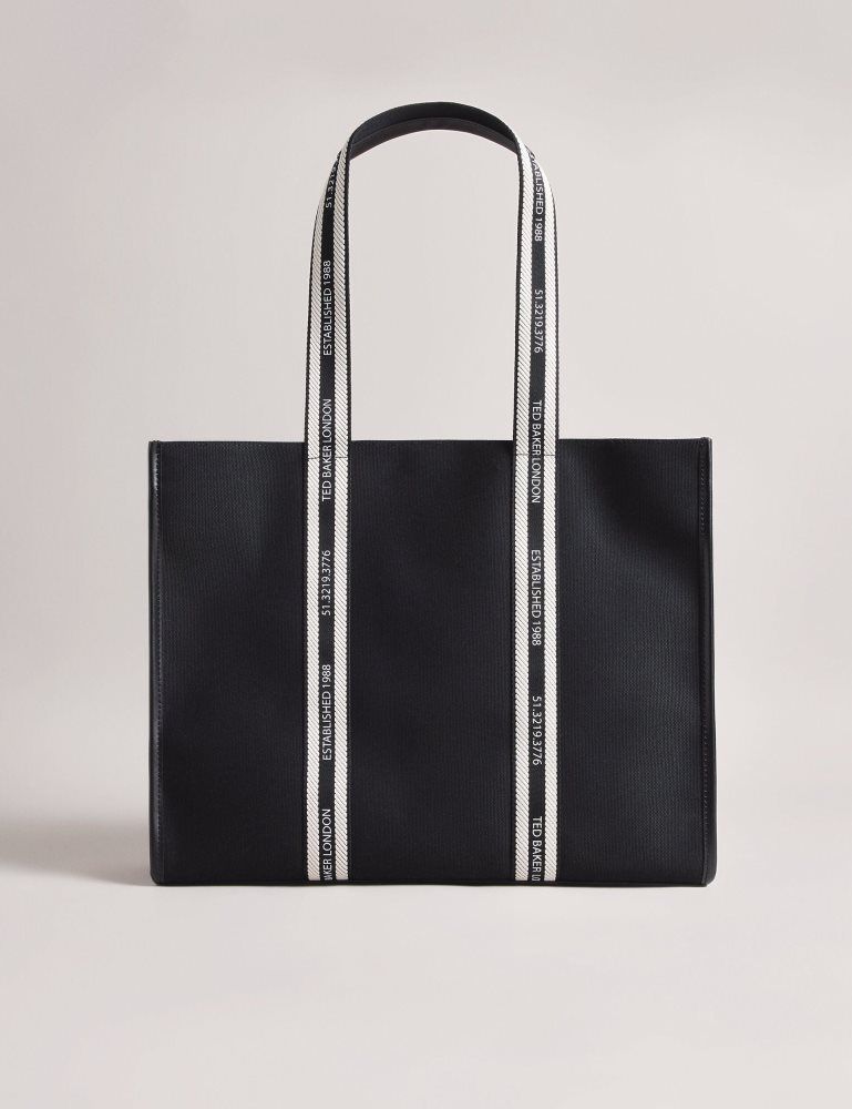 Ted Baker Georjey - Branded Webbing Canvas Large Tote Bag Tragetaschen Damen Schwarz | 476125-LVF