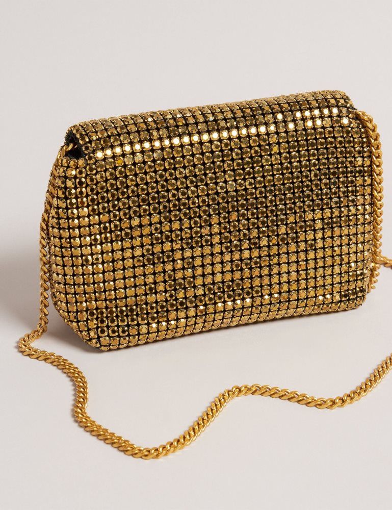 Ted Baker Gliters - Crystal Embellished Mini Crossbody Bag Umhängetaschen Damen Gold | 069832-MXG