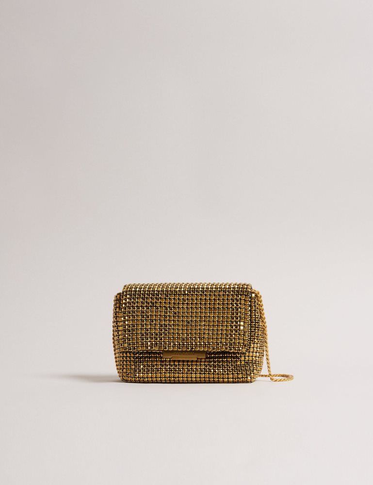 Ted Baker Gliters - Crystal Embellished Mini Crossbody Bag Umhängetaschen Damen Gold | 069832-MXG