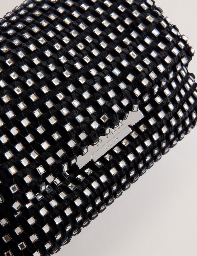 Ted Baker Glitszi - Crystal Cage Mini Crossbody Bag Umhängetaschen Damen Schwarz | 703294-BEV