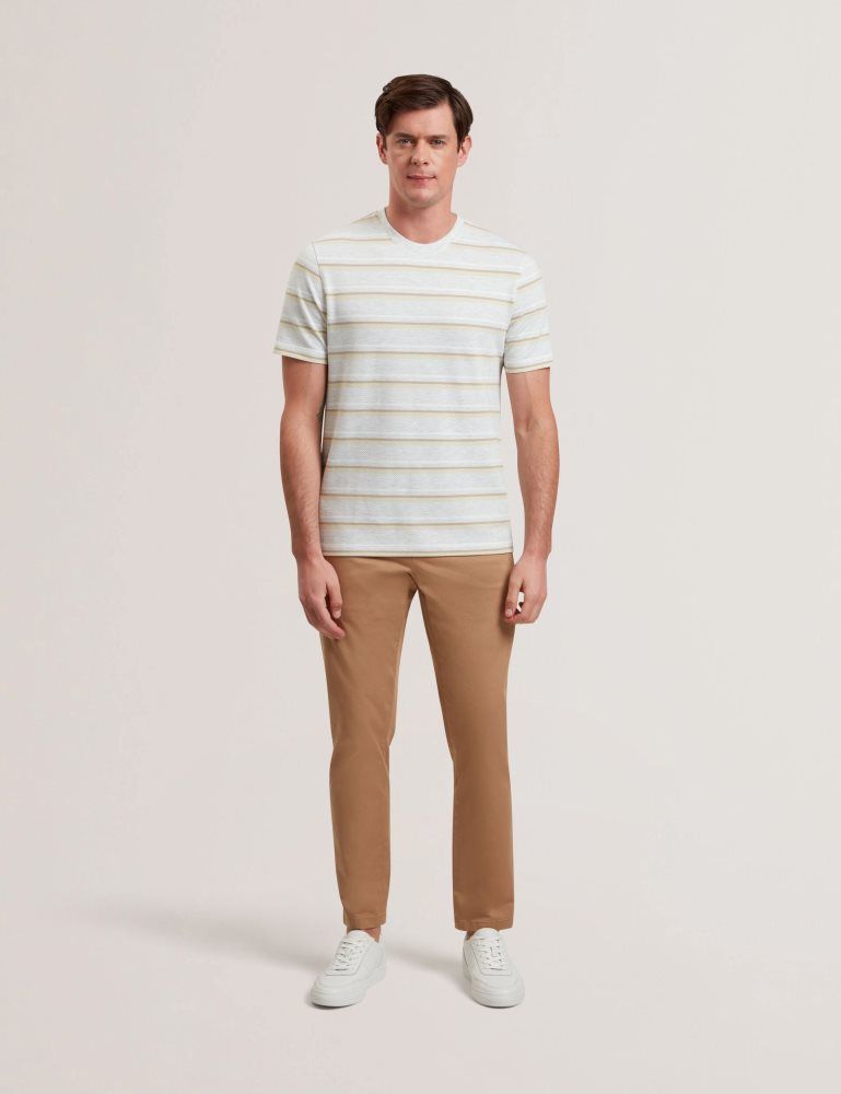 Ted Baker Gorano - Short Sleeve Textured Striped T-shirt Oberteile Herren Ecru | 309561-DZN