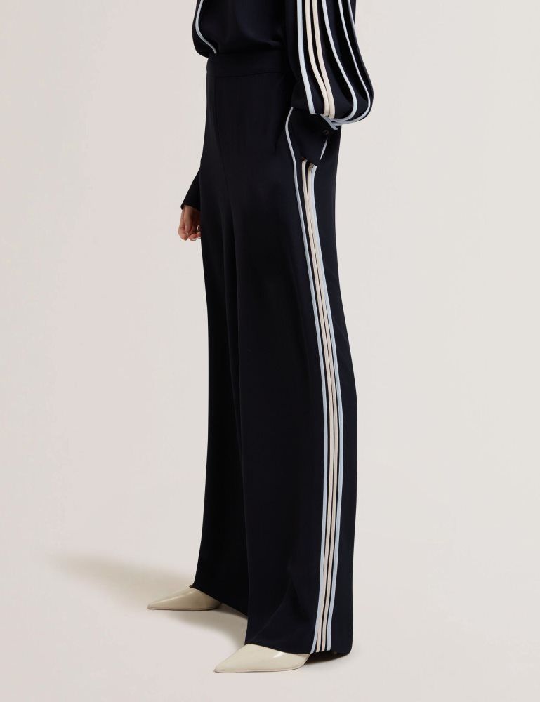 Ted Baker Gorjja - Piping Detail Wide Leg Crepe Trousers Anzüge Damen Navy | 628745-RBA