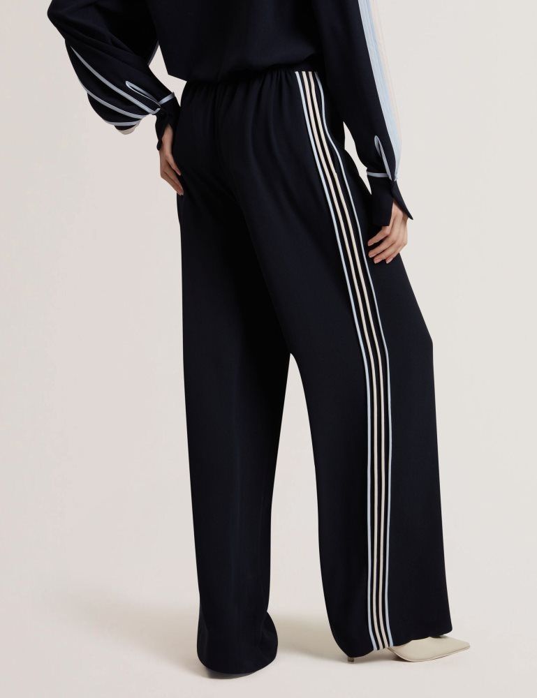 Ted Baker Gorjja - Piping Detail Wide Leg Crepe Trousers Anzüge Damen Navy | 628745-RBA