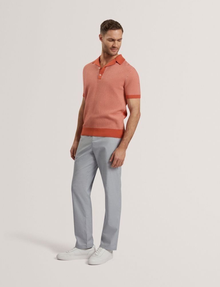Ted Baker Gregry - Short Sleeve Small Stitch Knitted Polo Oberteile Herren Rot | 615849-ROB