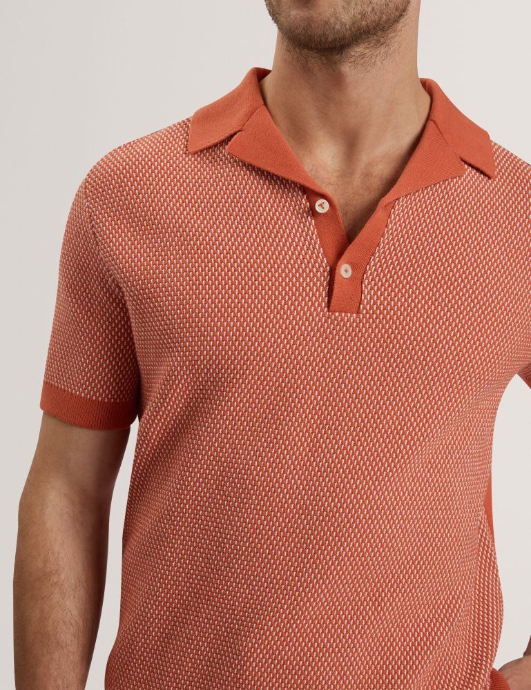 Ted Baker Gregry - Short Sleeve Small Stitch Knitted Polo Oberteile Herren Rot | 615849-ROB