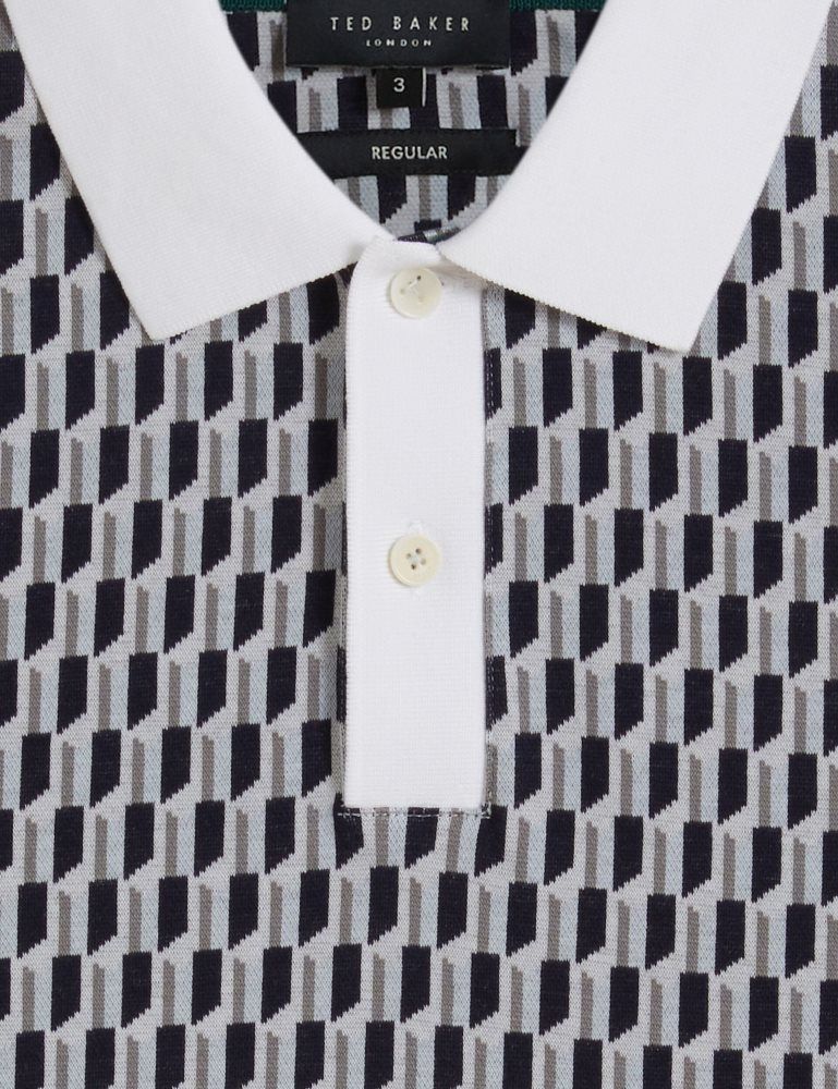 Ted Baker Hamishs - Short Sleeve Jacquard Stripe Geo Polo Oberteile Herren Blau | 261094-PJR