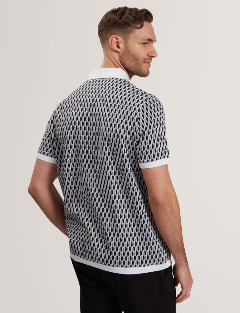 Ted Baker Hamishs - Short Sleeve Jacquard Stripe Geo Polo Oberteile Herren Blau | 261094-PJR