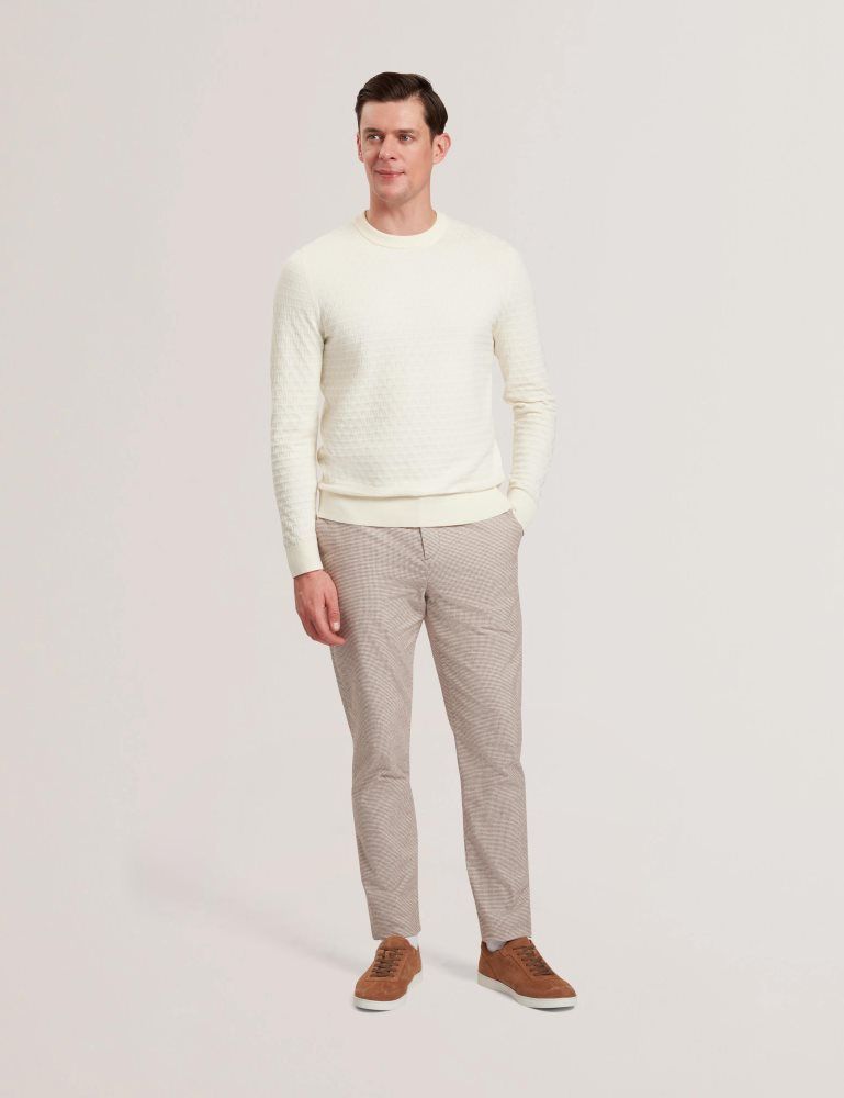 Ted Baker Handly - Micro Houndstooth Slim Fit Pants Hose Herren Grau Braun | 102453-WFK