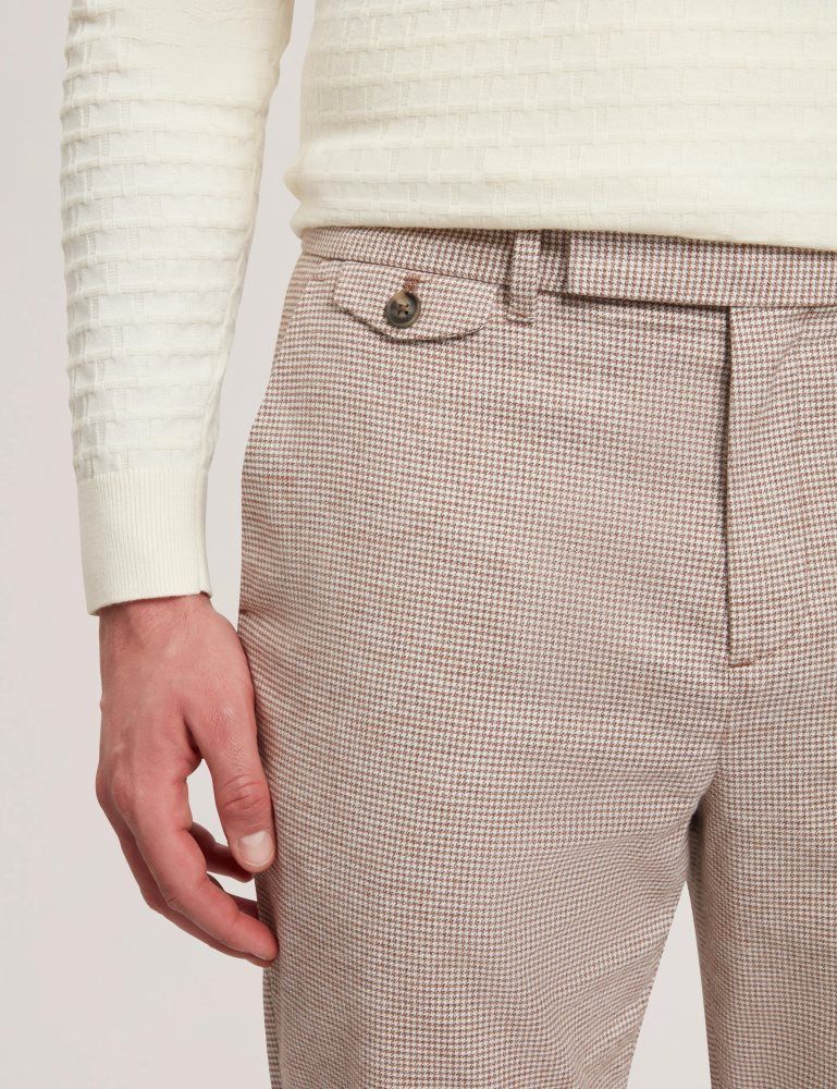 Ted Baker Handly - Micro Houndstooth Slim Fit Pants Hose Herren Grau Braun | 102453-WFK