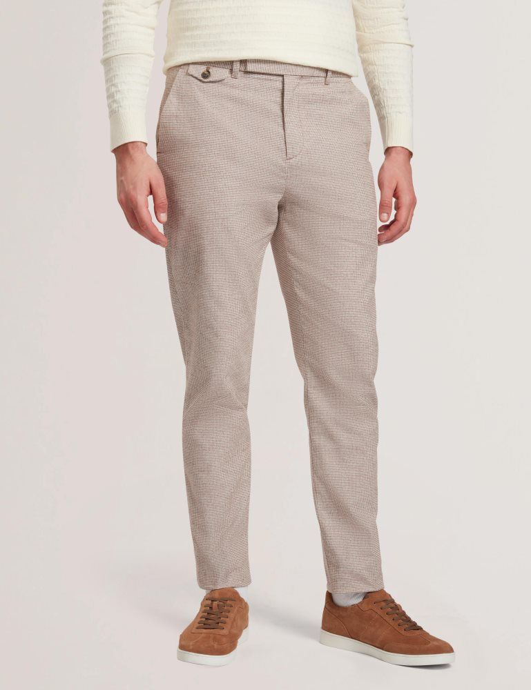 Ted Baker Handly - Micro Houndstooth Slim Fit Pants Hose Herren Grau Braun | 102453-WFK