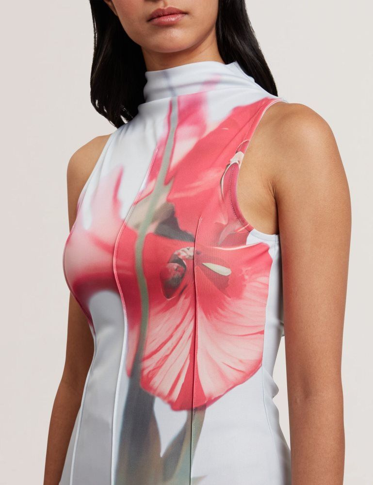 Ted Baker Harplnn - Floral High Neck Jersey Tank Top T-shirts Damen Blau | 764205-AJQ
