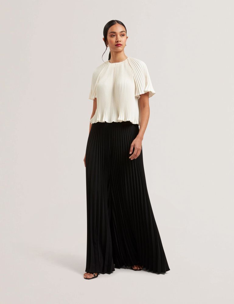 Ted Baker Haryx - Pleated Wide Leg Palazzo Trousers Kurze Hose Damen Schwarz | 819430-XLQ