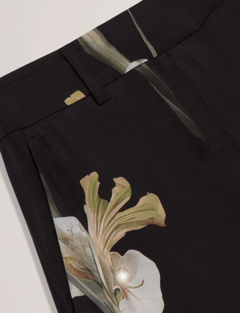 Ted Baker Haydie - Floral Print Wide Leg Tailored Trousers Kurze Hose Damen Schwarz | 168509-RCN