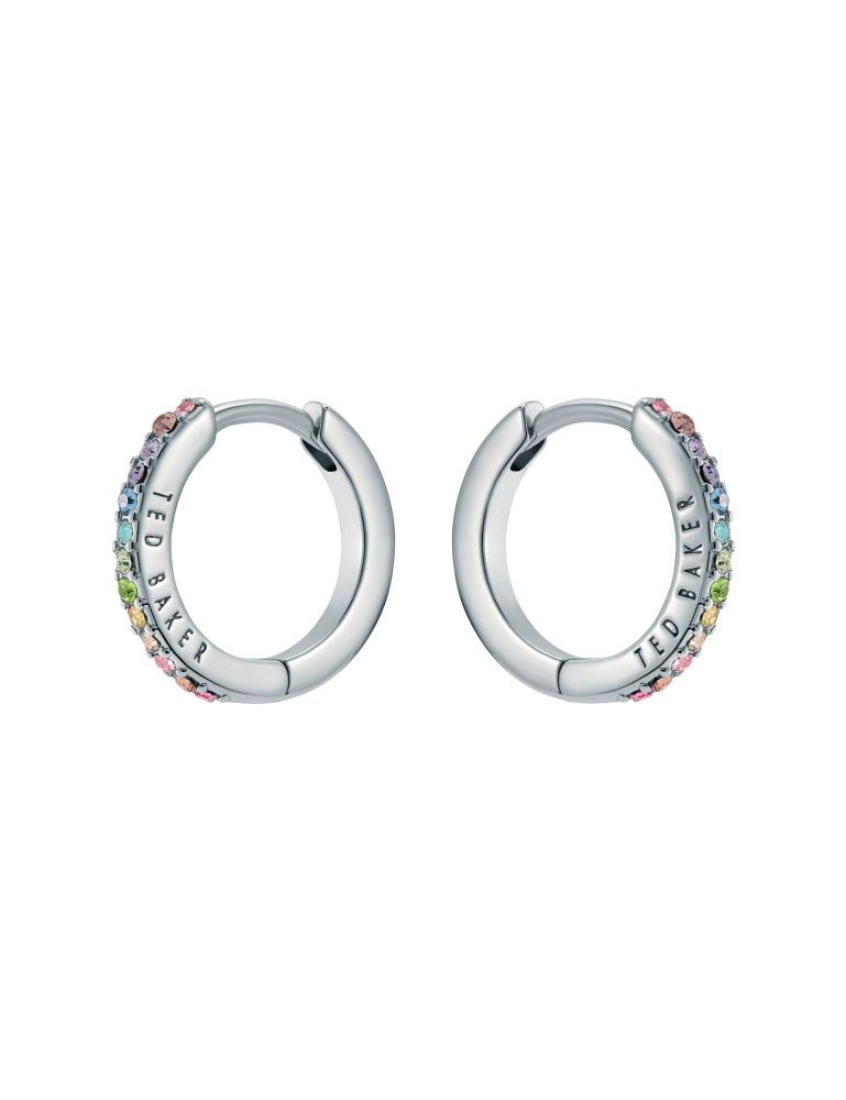 Ted Baker Heplie - Crystal Huggie Hoop Earrings Schmuck Damen Silber | 037485-QZP