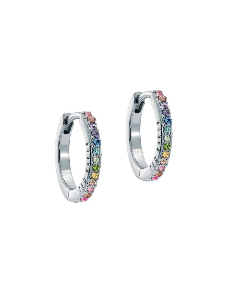 Ted Baker Heplie - Crystal Huggie Hoop Earrings Schmuck Damen Silber | 037485-QZP