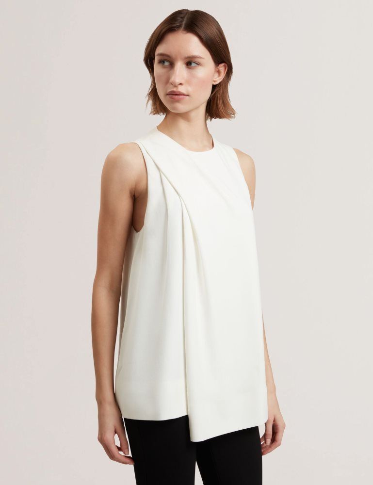 Ted Baker Icana - Draped Front Asymmetric Sleeveless Top T-shirts Damen Weiß | 195820-ZNL