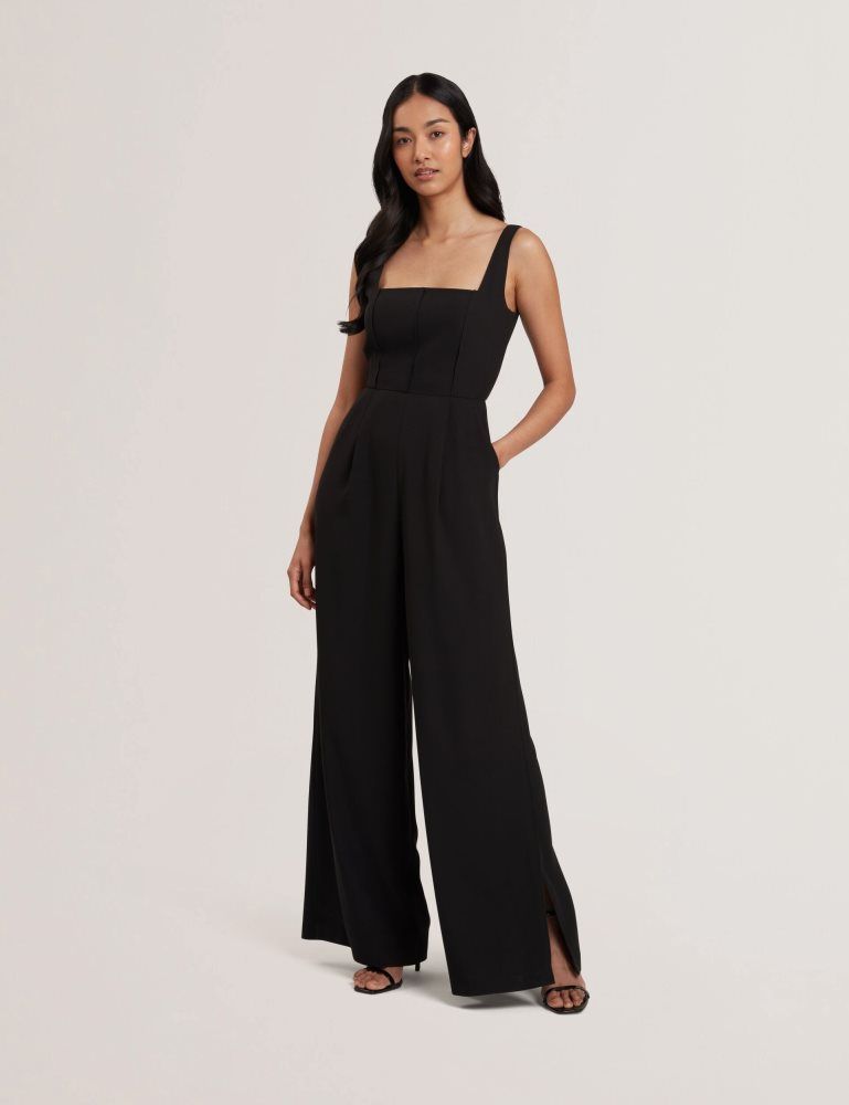 Ted Baker Inuj - Panelled Wide Leg Tailored Jumpsuit Jumpsuit Damen Schwarz | 203719-IFB