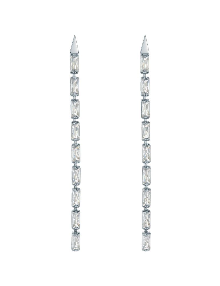 Ted Baker Isalie - Baguette Crystal Long Drop Earrings Schmuck Damen Silber | 280961-LDP