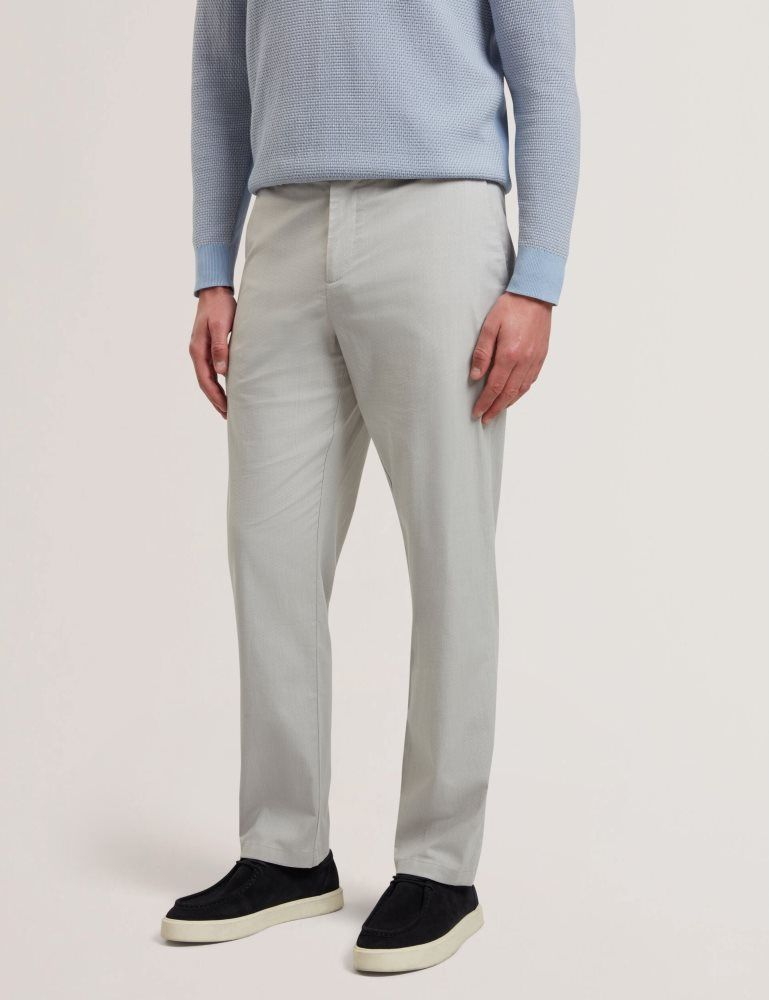 Ted Baker Jackus - Regular Fit Cotton Blend Chino Trousers Hose Herren Grau | 241983-OTW