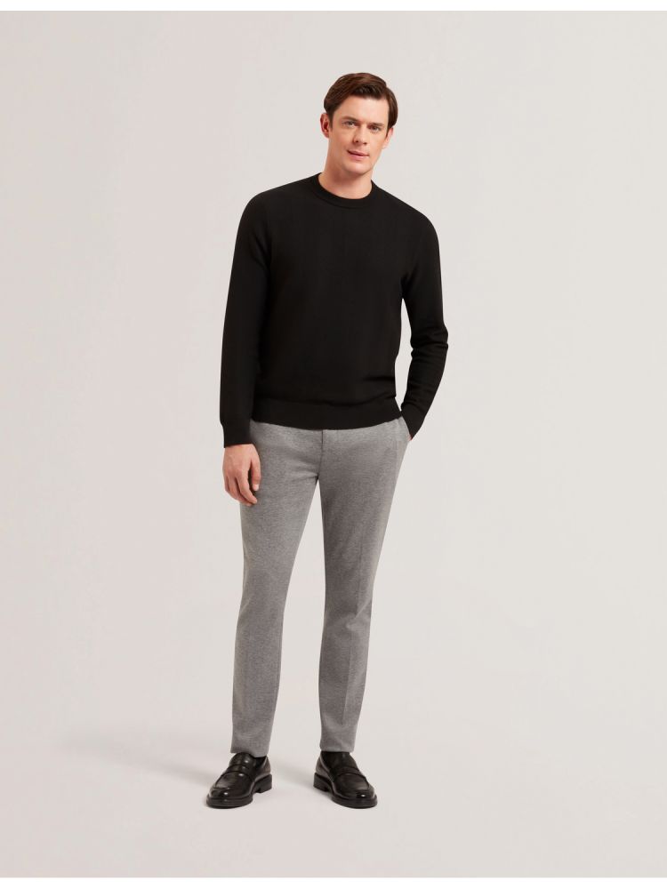 Ted Baker Jamals - Herringbone Knit Crew Neck Sweater Oberteile Herren Schwarz | 683172-KTO