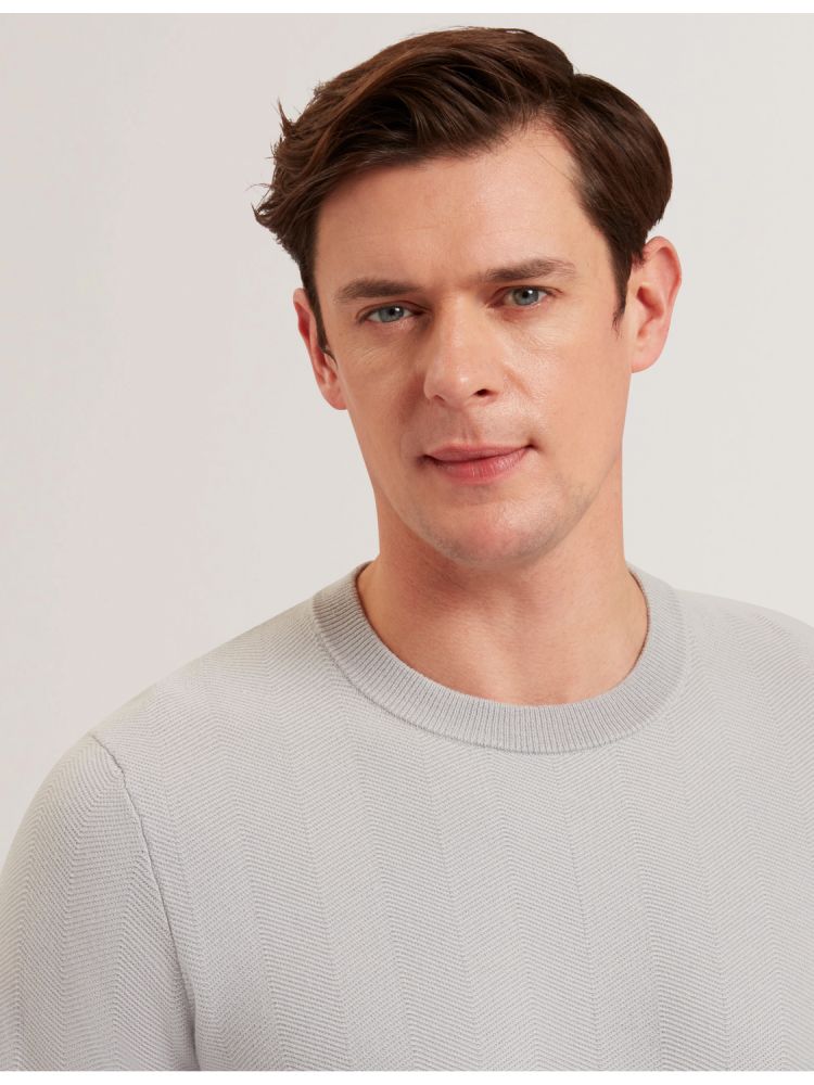 Ted Baker Jamals - Herringbone Knit Crew Neck Sweater Pullover Herren Grau | 362951-AZB