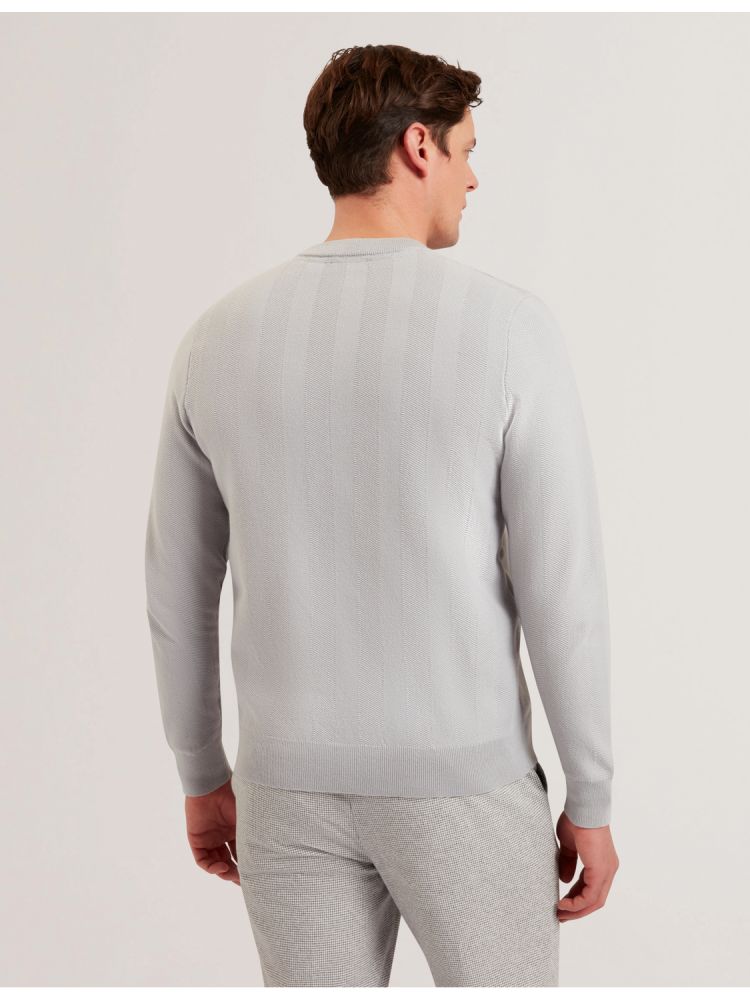 Ted Baker Jamals - Herringbone Knit Crew Neck Sweater Pullover Herren Grau | 362951-AZB