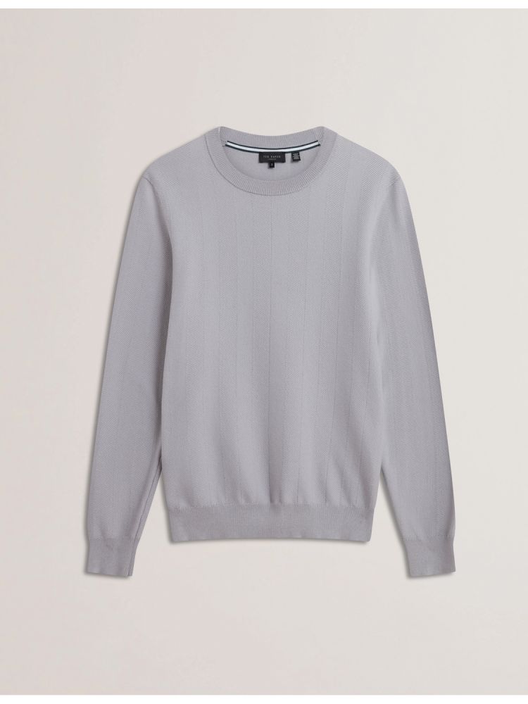 Ted Baker Jamals - Herringbone Knit Crew Neck Sweater Pullover Herren Grau | 362951-AZB
