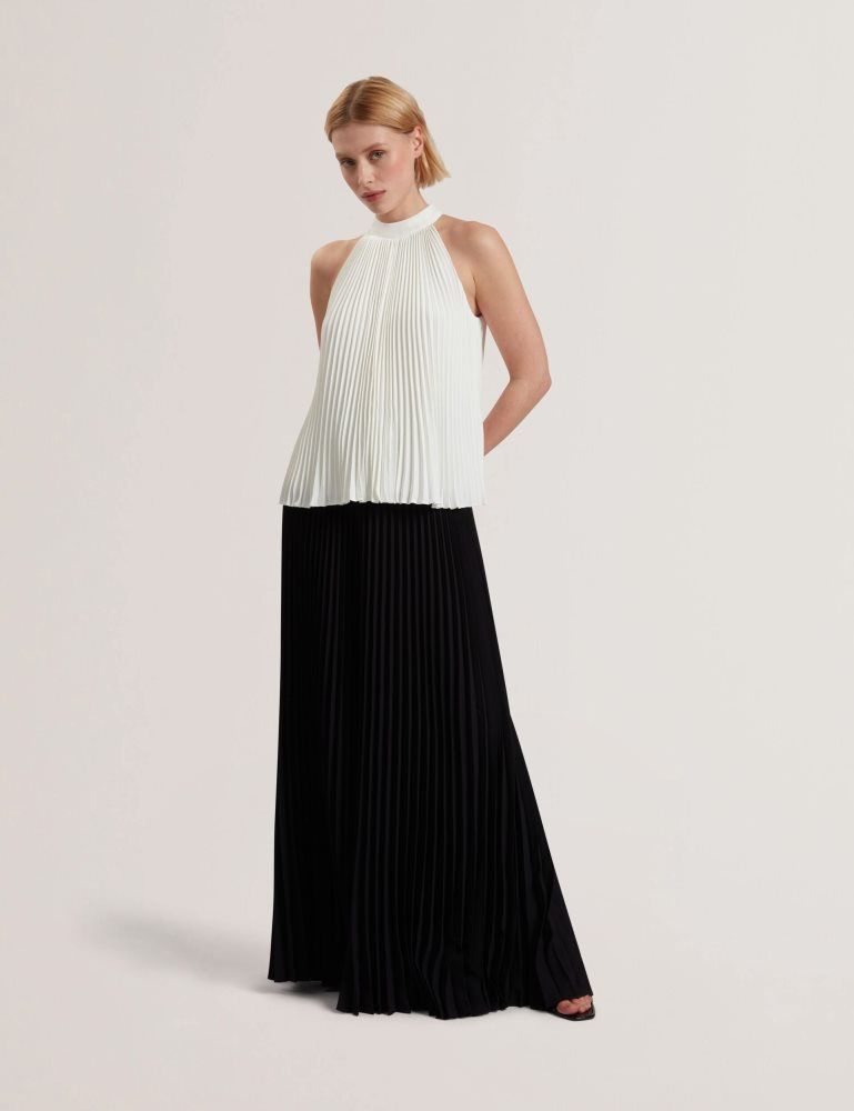 Ted Baker Jamaya - High Halter Neck Pleated Sleeveless Top T-shirts Damen Weiß | 685037-YTH