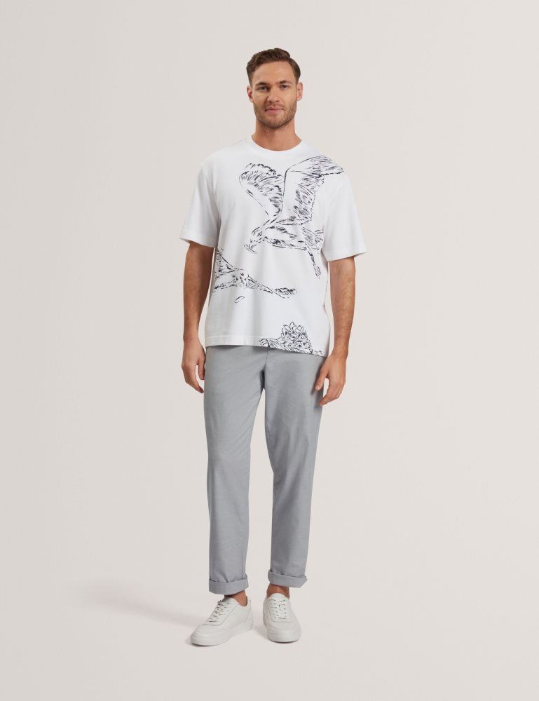 Ted Baker Jamesio - Short Sleeve Graphic Seagull T-shirt Oberteile Herren Weiß | 467195-EVS