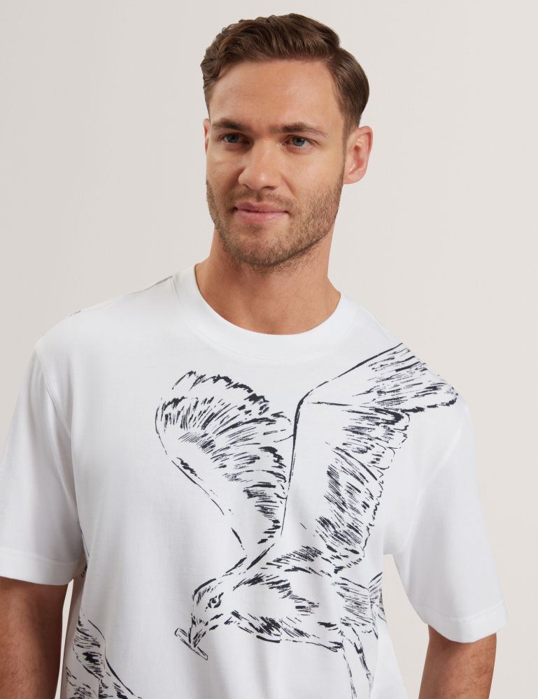 Ted Baker Jamesio - Short Sleeve Graphic Seagull T-shirt Oberteile Herren Weiß | 467195-EVS