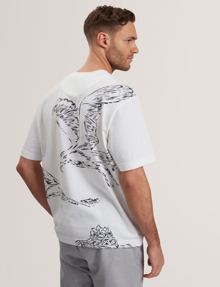 Ted Baker Jamesio - Short Sleeve Graphic Seagull T-shirt Oberteile Herren Weiß | 467195-EVS