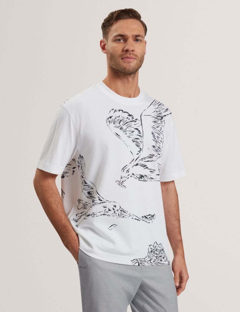 Ted Baker Jamesio - Short Sleeve Graphic Seagull T-shirt Oberteile Herren Weiß | 467195-EVS