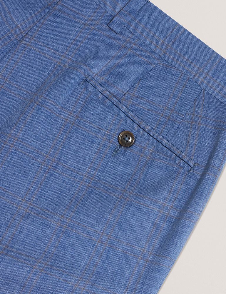 Ted Baker Jayads - Slim Fit Blue Check Wool Suit Pants Anzüge Herren Blau | 265904-VBX