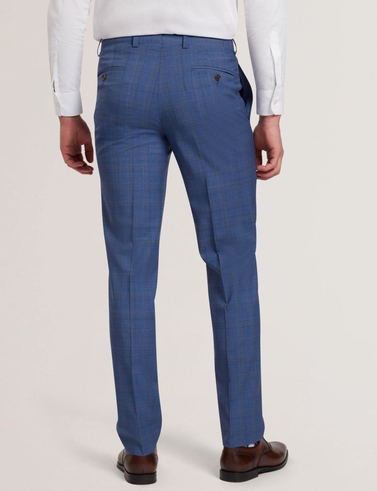 Ted Baker Jayads - Slim Fit Blue Check Wool Suit Pants Anzüge Herren Blau | 265904-VBX