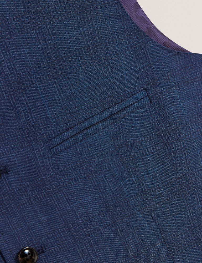 Ted Baker Jayalav - Slim Fit Navy Check Wool Suit Vest Anzüge Herren Navy | 018569-MLU