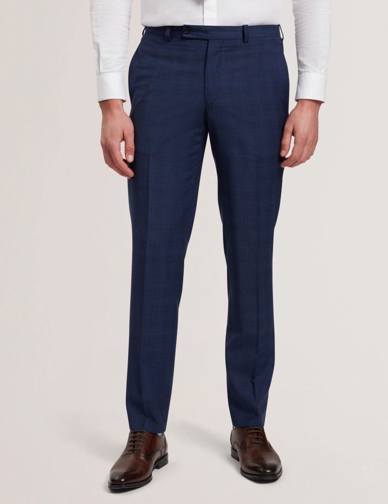Ted Baker Jayals - Slim Fit Navy Check Wool Suit Pants Anzüge Herren Navy | 587940-MKR
