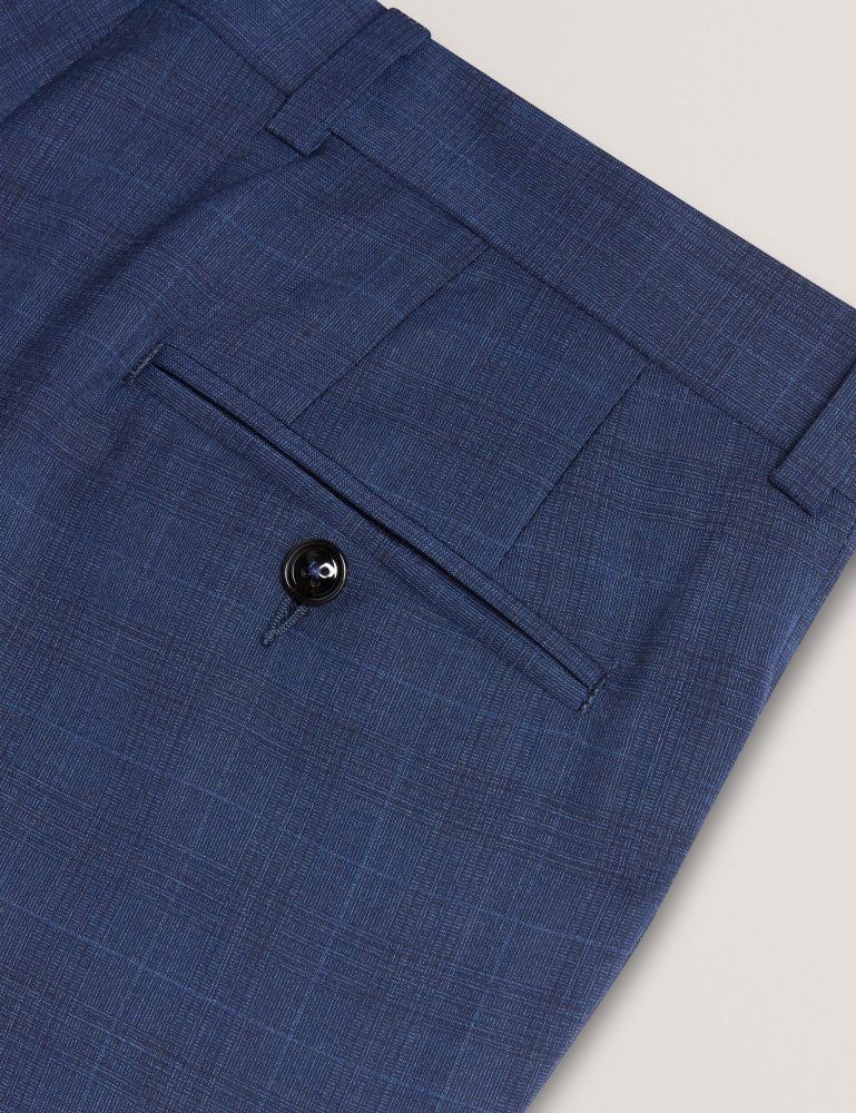 Ted Baker Jayals - Slim Fit Navy Check Wool Suit Pants Anzüge Herren Navy | 587940-MKR