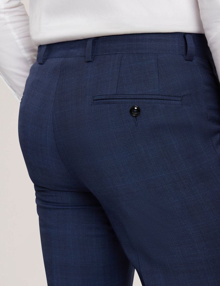 Ted Baker Jayals - Slim Fit Navy Check Wool Suit Pants Anzüge Herren Navy | 587940-MKR