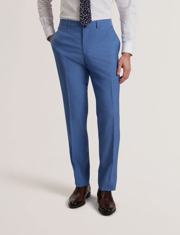 Ted Baker Jayings - Slim Fit Blue Textured Wool Suit Pants Anzüge Herren Blau | 527308-LDM