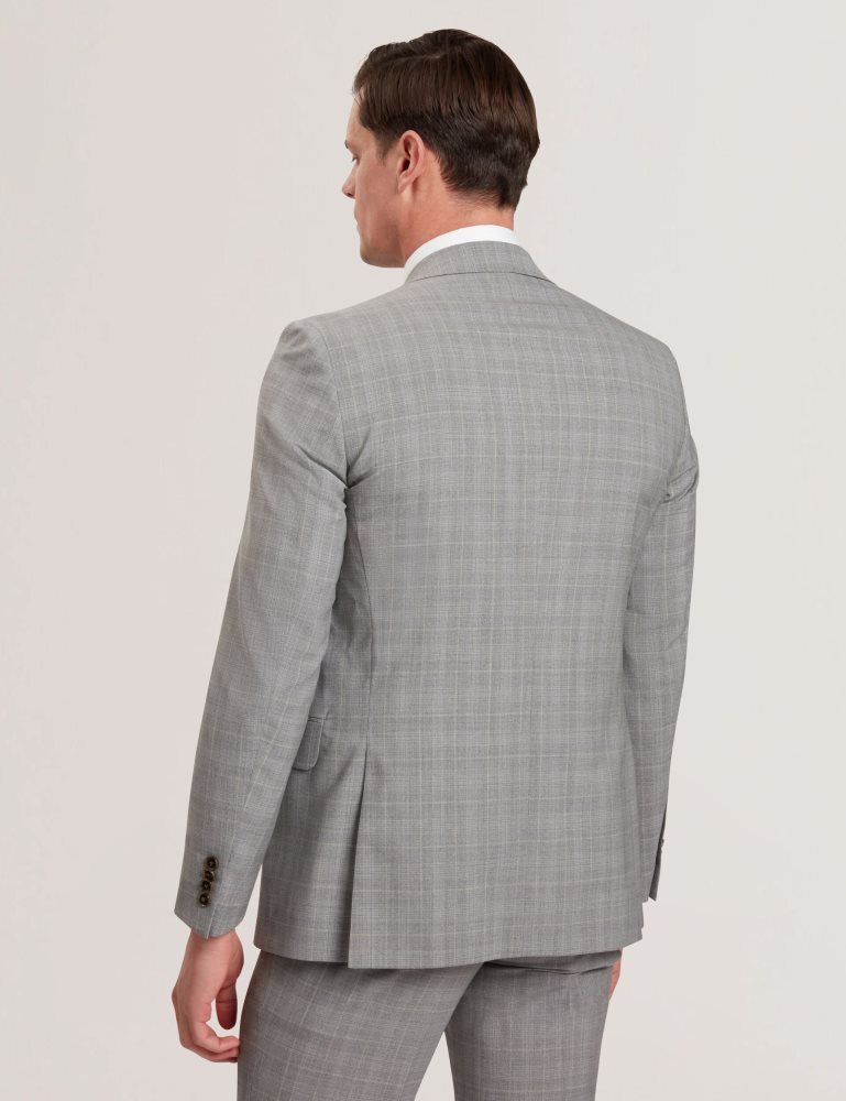 Ted Baker Jayson - Slim Fit Grey Check Wool Suit Jacket Anzüge Herren Grau | 739825-UCL
