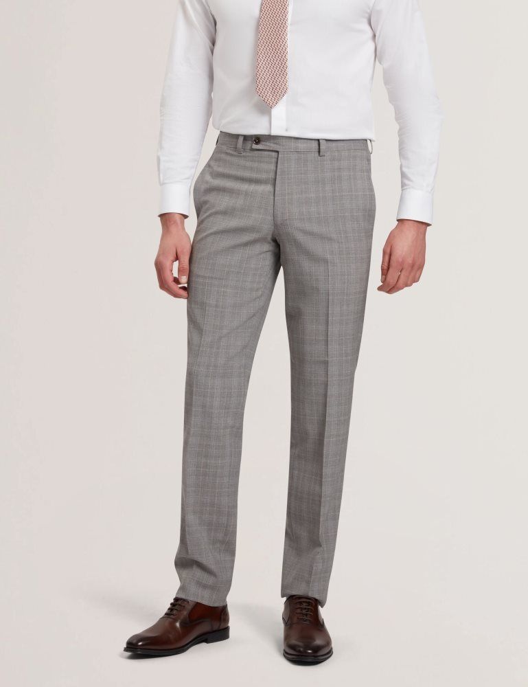 Ted Baker Jaysons - Slim Fit Grey Check Wool Suit Pants Anzüge Herren Grau | 846359-SVJ